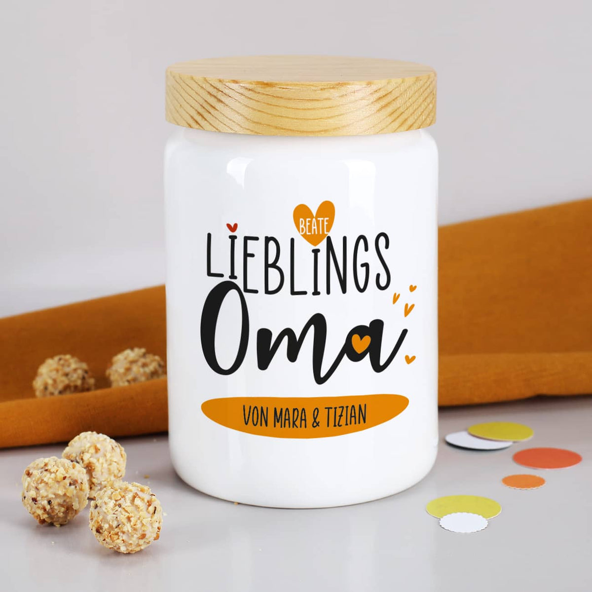 Lieblingsoma - Geschenkdose mit Name, Wunschtext