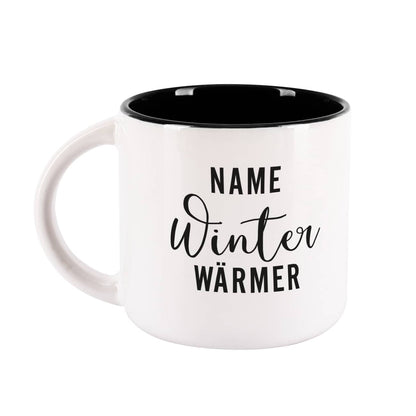 Tasse mit Name und Winter Wärmer Motiv bedruckt