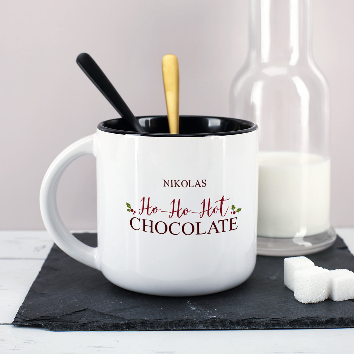 Große weihnachtliche Tasse - Ho-Ho-Hot Chocolate - mit Ihrem Namen