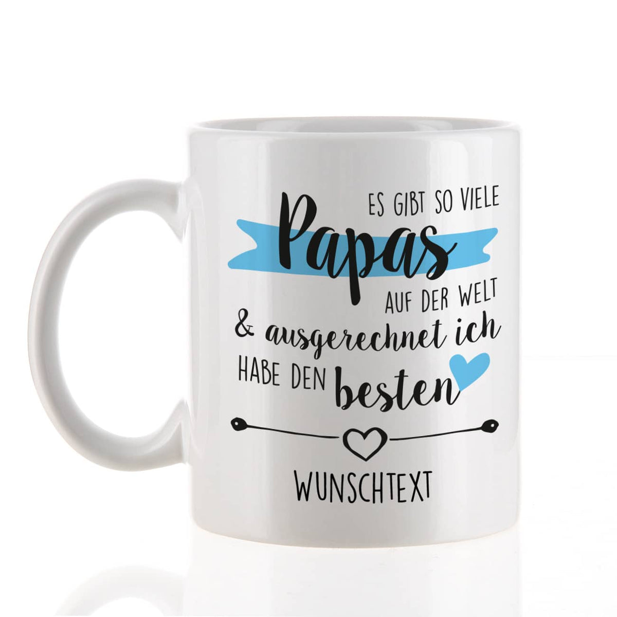 Weißer Keramikbecher mit Ihrem eigenen, kurzen Wunschtext