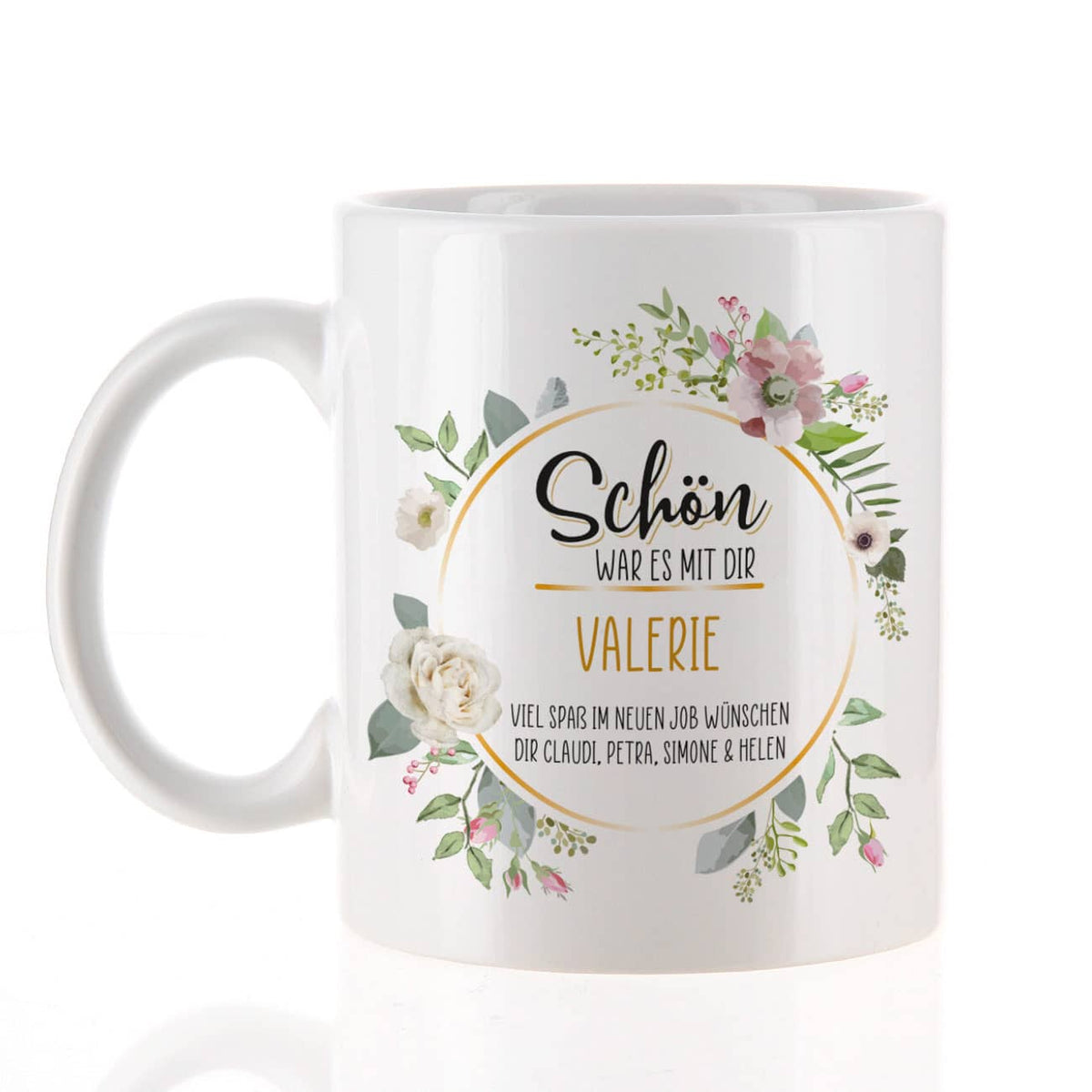 Schön, war es mit dir - Tasse zum Abschied mit Name und Text personalisiert