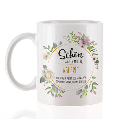 Schön, war es mit dir - Tasse zum Abschied mit Name und Text personalisiert