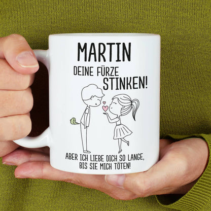 Keramiktasse mit Name und witzigem Motiv für Männer bedruckt