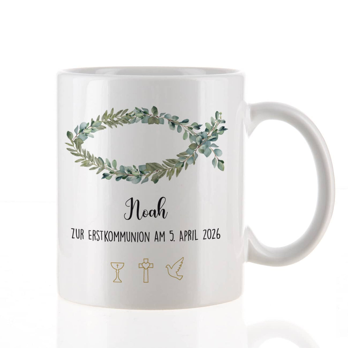 Tasse - Eukalyptus Fisch - Geschenk zur Kommunion, Konfirmation oder Taufe