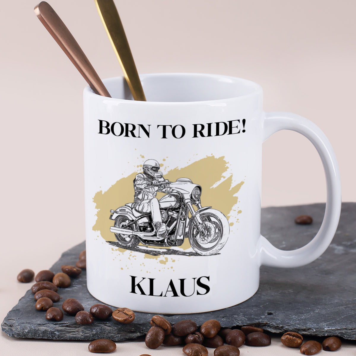 Born to Ride – Biker-Tasse mit Chopper-Motiv und Name Klaus