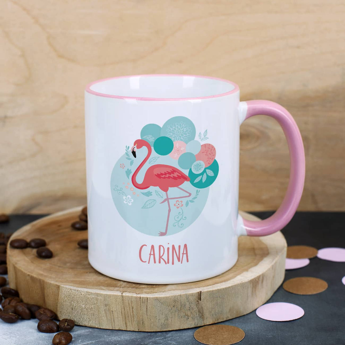 Flamingo Tasse mit Wunschtext 