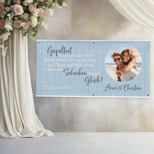 Modernes XXL Banner zum Polterabend mit Foto