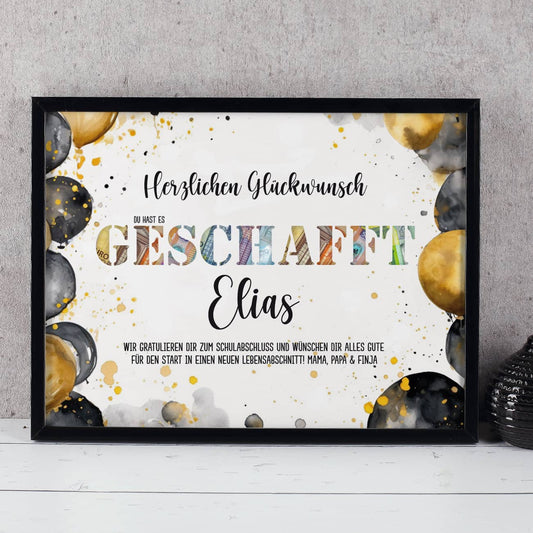GESCHAFFT - Bilderrahmen Geldgeschenk zu Schulabschluss