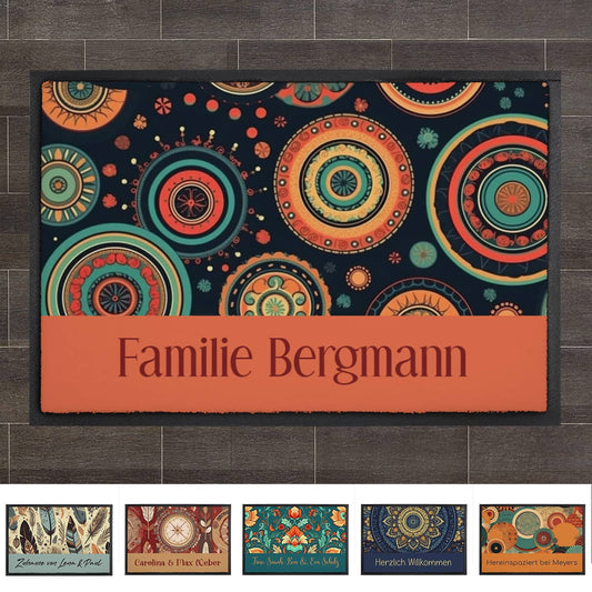 Fußmatte im Boho-Stil - 6 verschiedene Motive mit Wunschtext 