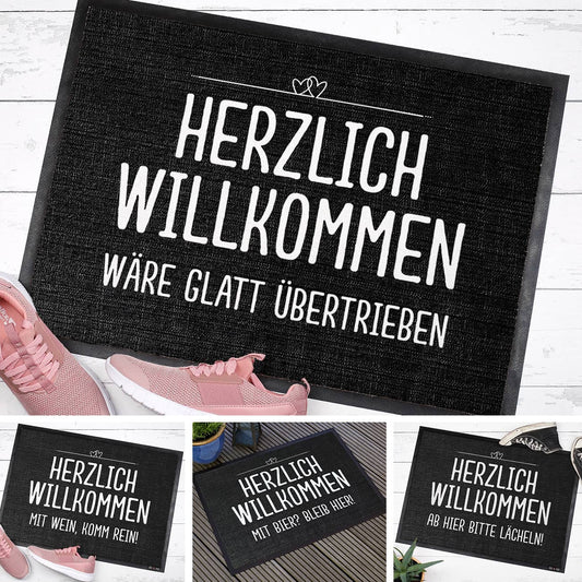 Herzlich Willkommen - Fussmatte mit Ihrem Spruch