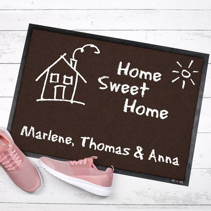  Fußmatte -Home Sweet Home- in Tafeloptik