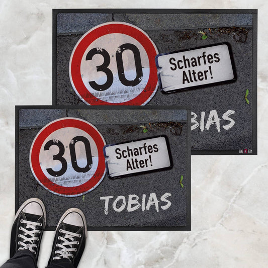 Fußmatte - Achtung - mit Name und Alter