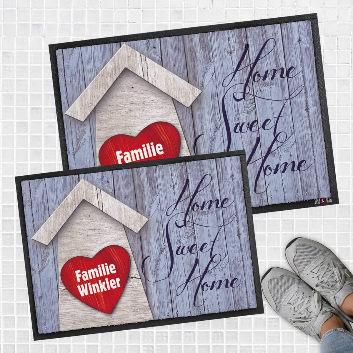 Fußmatte *Home Sweet Home* mit großem Herz - 2 Größen