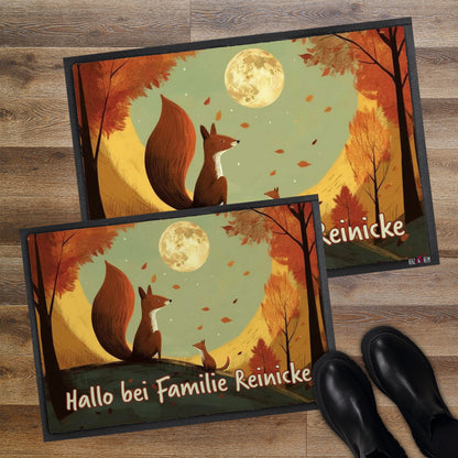 Herbst Fußmatte mit Eichhörnchen und Wunschtext 