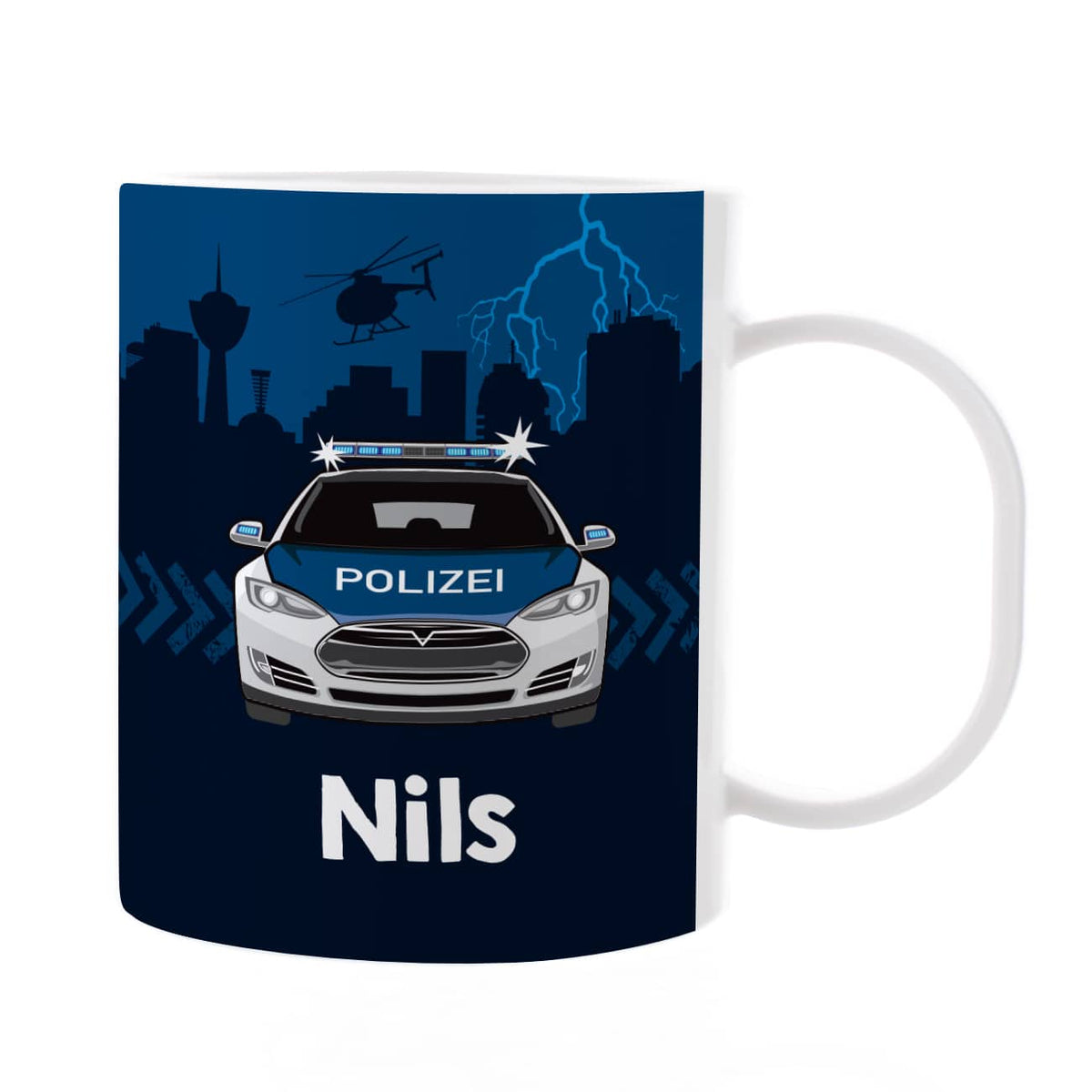 Polizei-Tasse aus Kunststoff mit Name