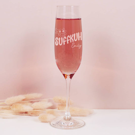 Sektglas mit witziger Gravur "Suffkuh" mit Name personalisiert