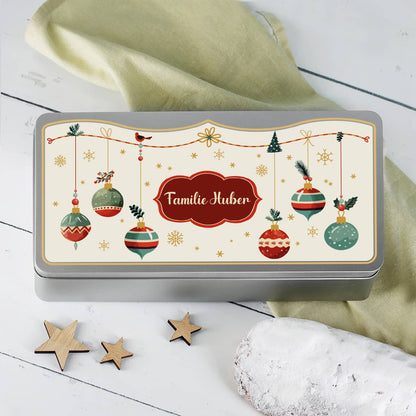 Weihnachtliche Stollendose mit Name bedruckt