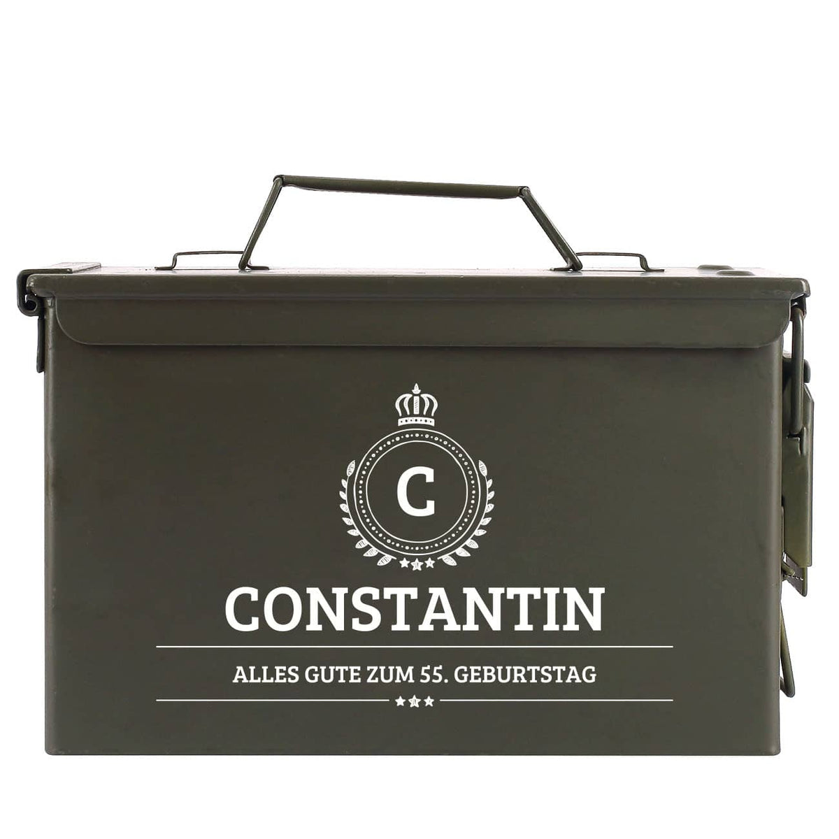 Ammo Can mit Wunschtext, Monogramm und Name