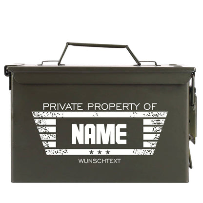 Persönlich bedruckte Munitionsbox - Private Property of ...