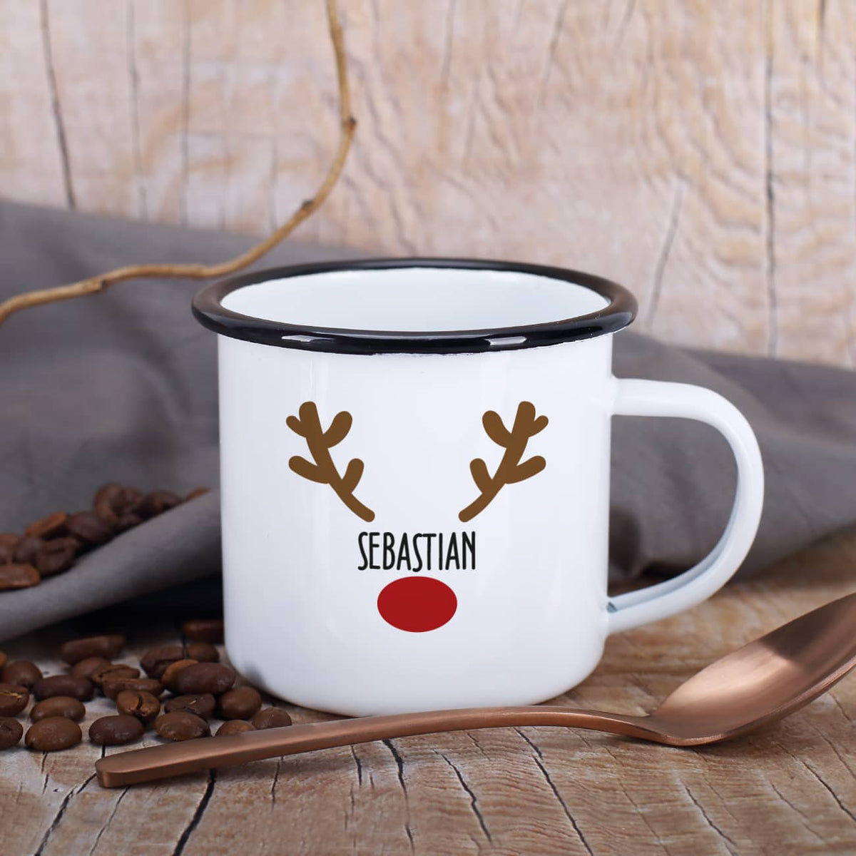 Tasse aus Metall mit Name personalisiert