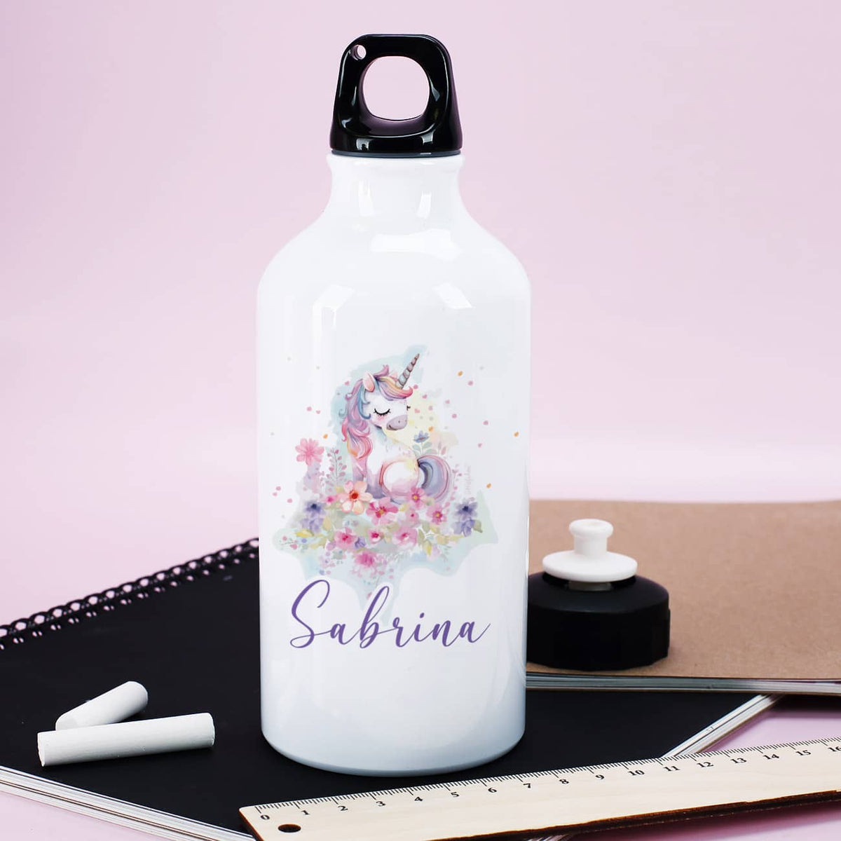 Persönlich bedruckte Trinkflasche aus Aluminium