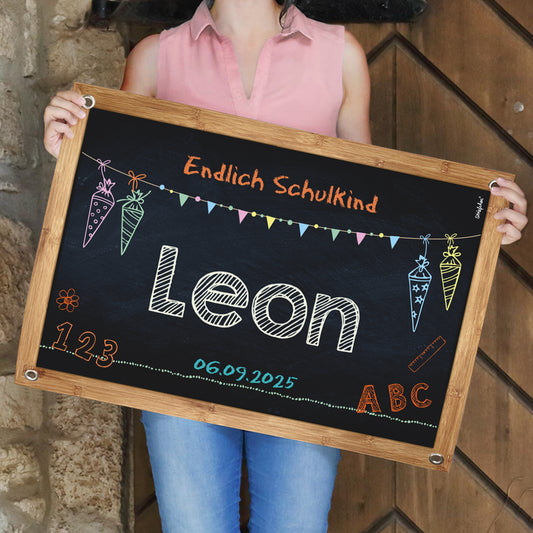 personalisierbares Einschulungsbanner, 70x50cm großes Banner zum Schulstart, Einschulungs-Deko aus Papier oder Kunststoff