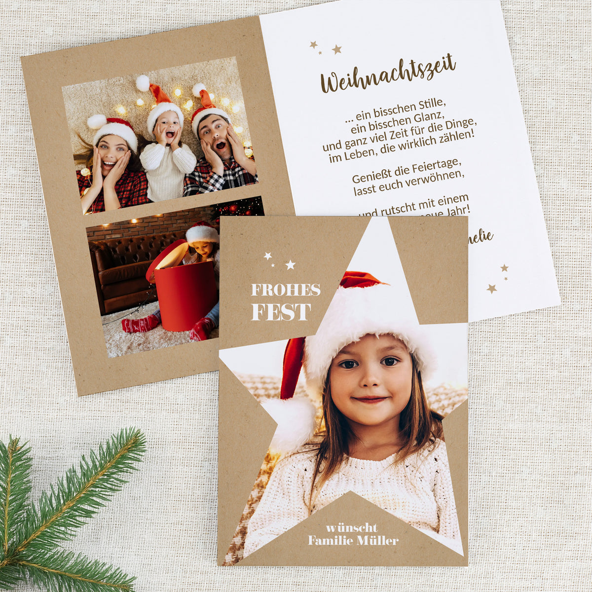 Weihnachtskarte mit Fotos und Texten individuell gestaltet – kreative Grußkarte zu Weihnachten.