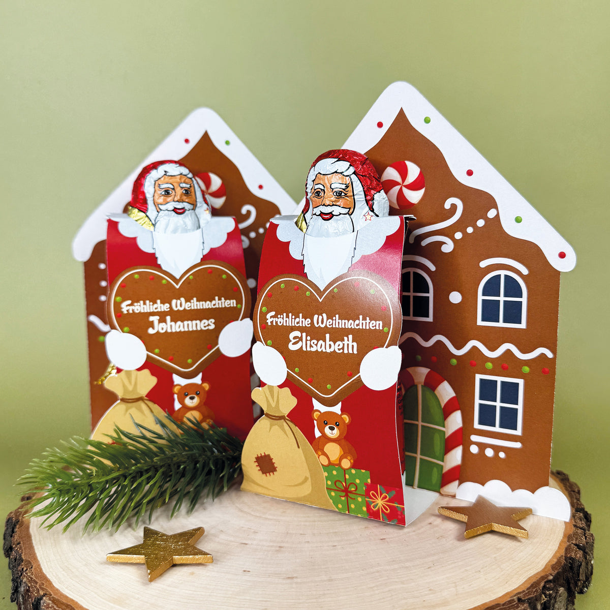 Lindt Schoko-Weihnachtsmann in personalisierter Verpackung | Süßer Weihnachtsgruß mit Name