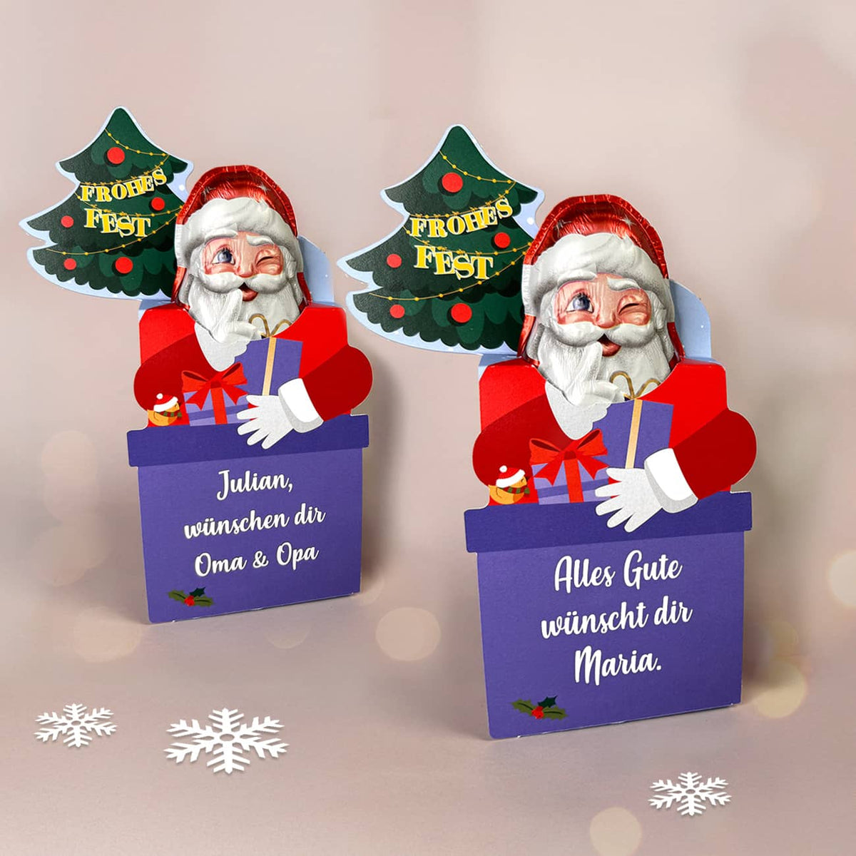 90 g Milka Weihnachtsmann in Geschenkverpackung mit Ihrem Wunschtext