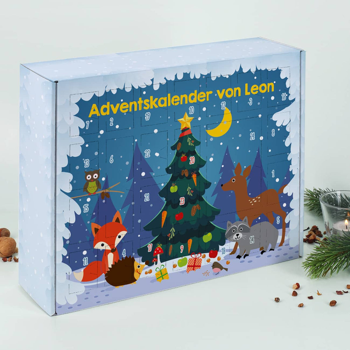 DIY Adventskalender mit Tieren des Waldes und Ihrem Wunschtext