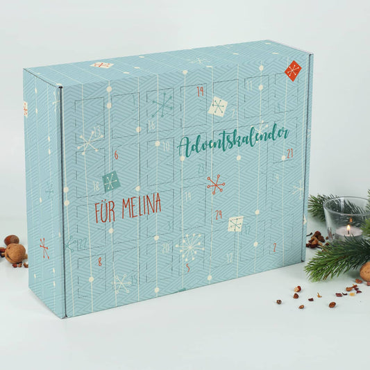 Adventskalender mit zwei Zeilen Wunschtext zum selbst befüllen