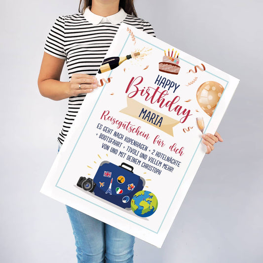 XXL Reisegutschein - Klappkarte zum Geburtstag
