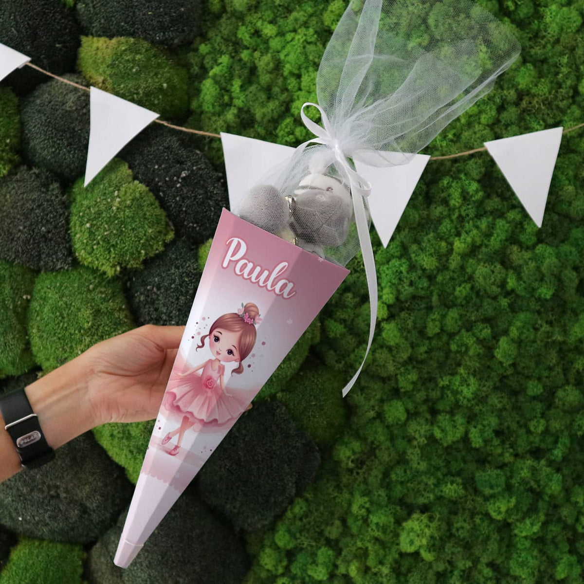 Kleine Zuckertüte mit Ballerina und Name