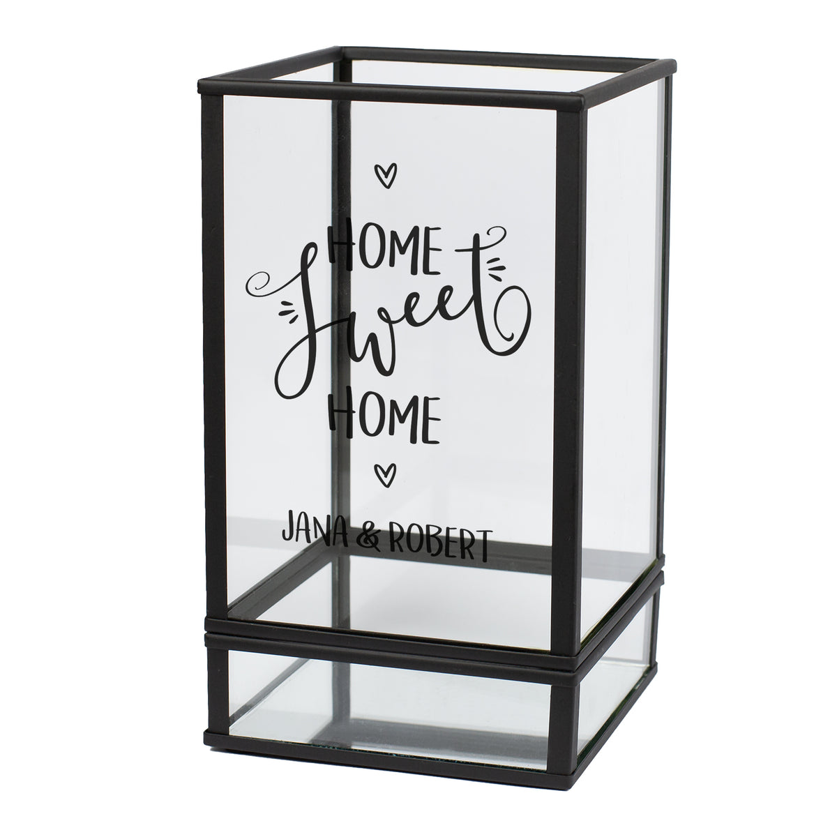 Windlicht Home Sweet Home in Laternenform mit Personalisierung Jana & Robert