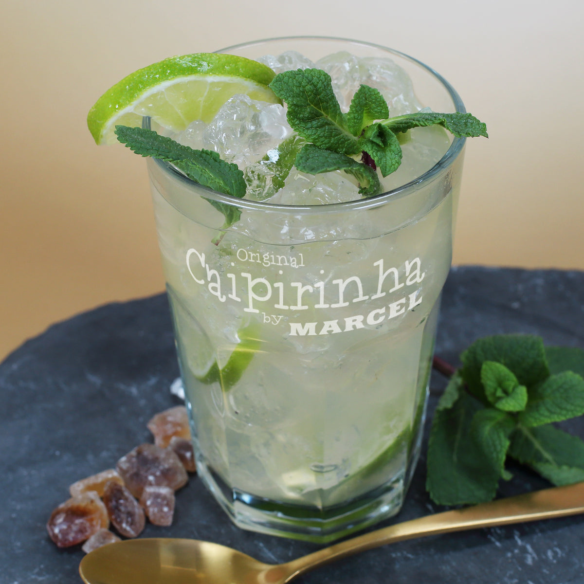 Caipirinha Glas mit Namensgravur