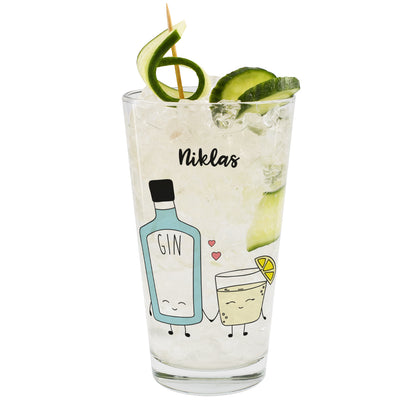 "You are the Gin to my tonic" - bedrucktes Trinkglas mit Name