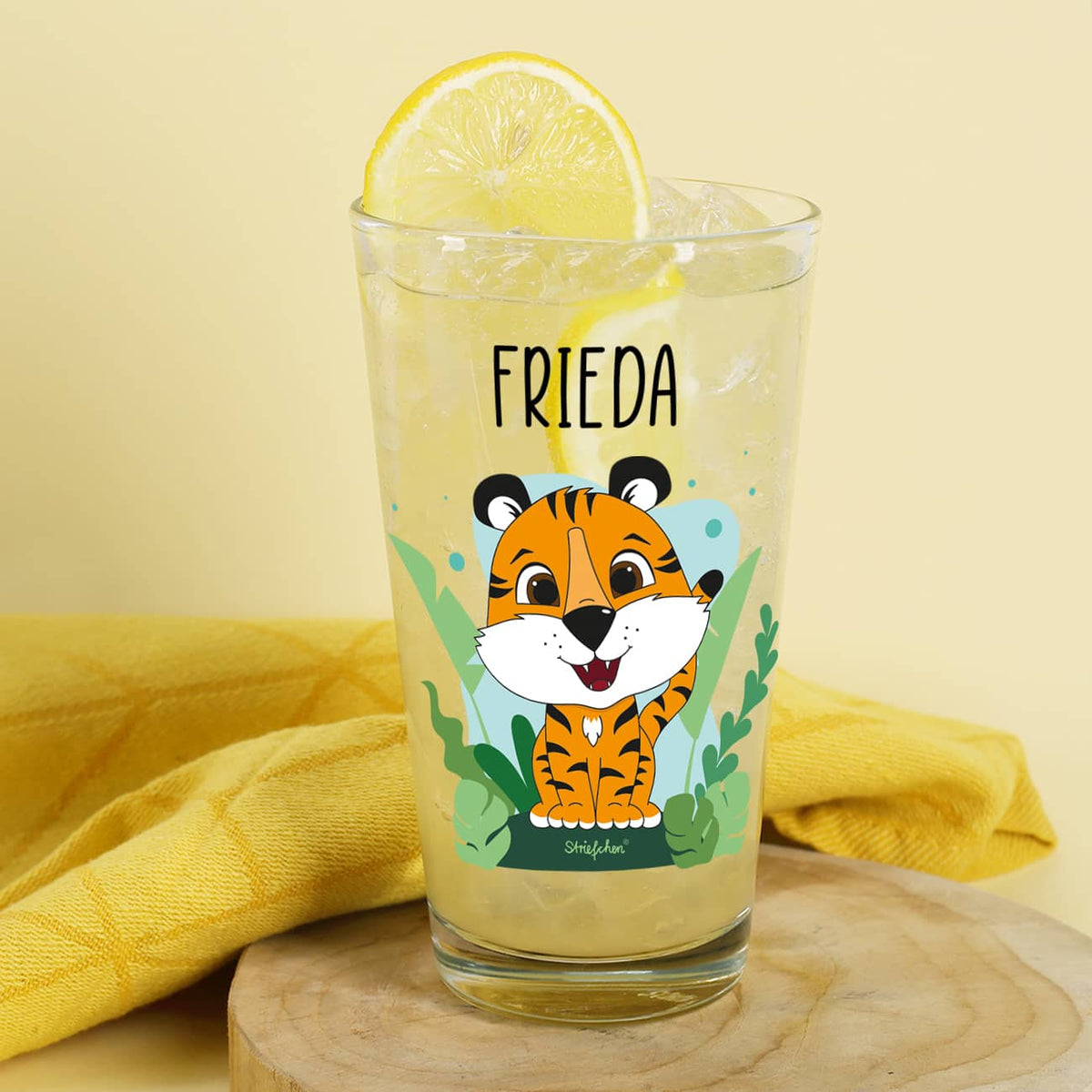 Trinkglas mit niedlichem Tiger Mottiv