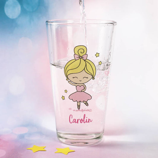 Trinkglas bedruckt mit Ballerina und Wunschname