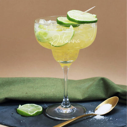 Margaritaglas mit Namensgravur