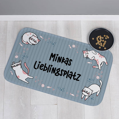 Kleiner Katzenteppich mit Wunschtext 76x48cm
