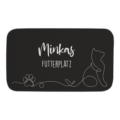 Personalisierbare Katzenmatte mit eigenem Text | Rutschfeste Napfunterlage für Katzen