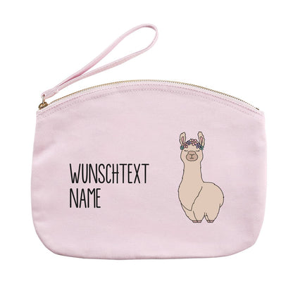 Beautycase in rosa mit niedlichem Lama