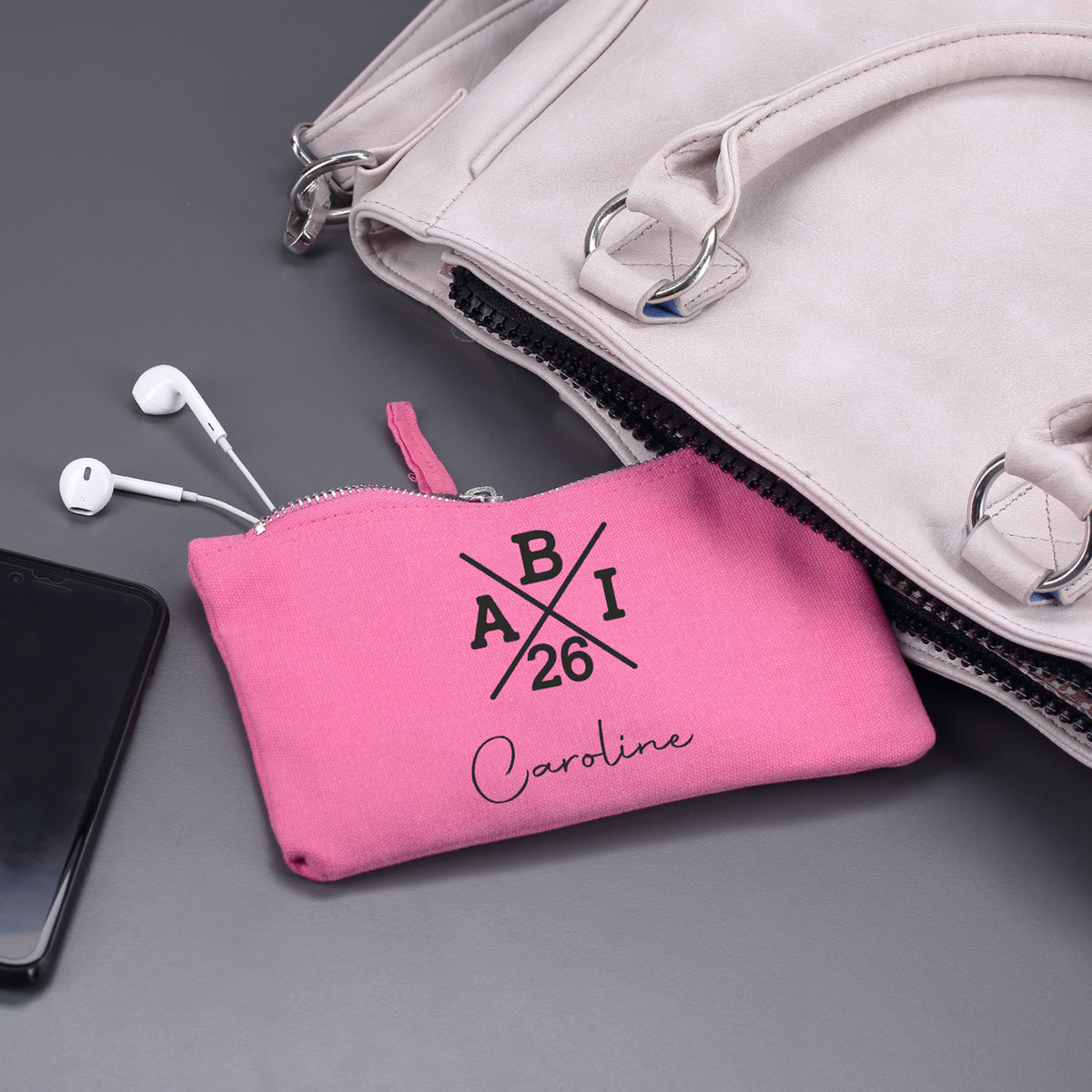 ABI kleine pinke Tasche mit Name "Caroline" zum Abitur