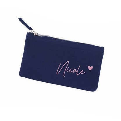 Kosmetiktasche mit Name und Herz, klein