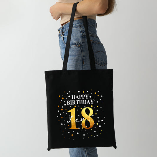 Personalisierte Geburtstagstasche "Happy Birthday" mit Name & Alter | Konfetti Motiv