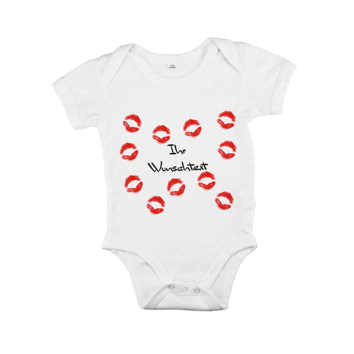 Baby Body bedruckt mit Wunschtext und Kussmund