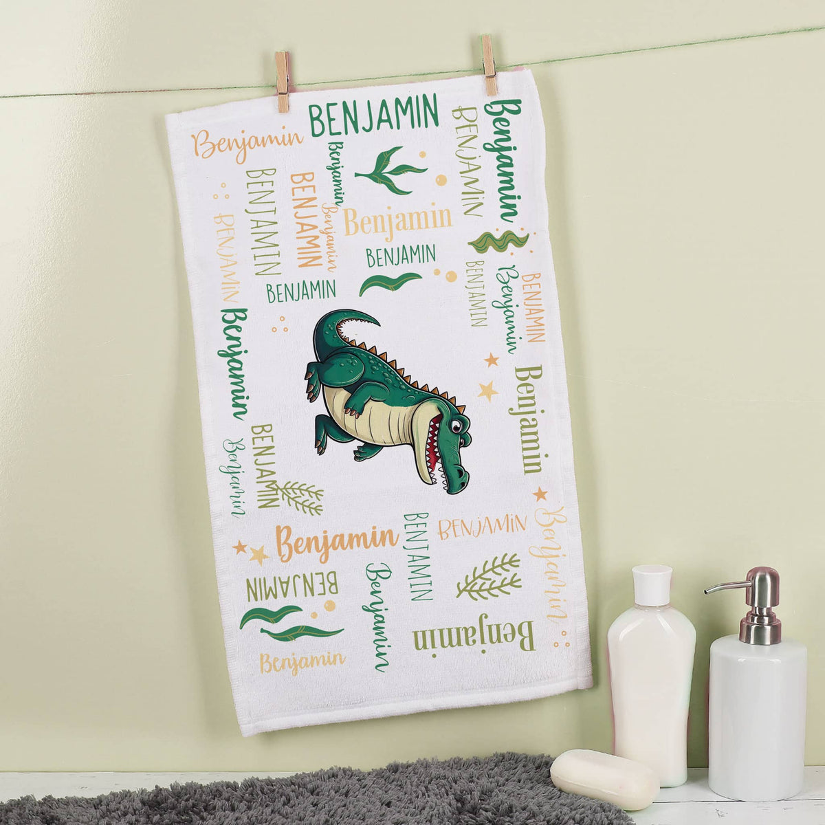 Personalisiertes Handtuch mit coolem Meerestier-Motiv und Namen