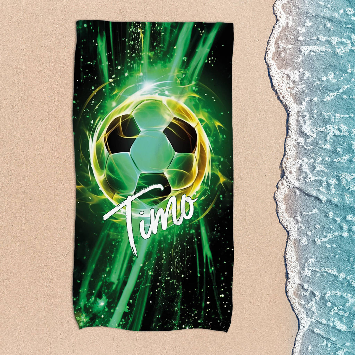 Handtuch mit passendem Motiv für kleine Fußballer