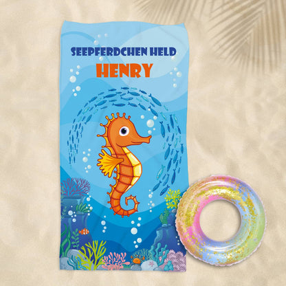 Seepferdchen - XL Strandtuch mit Name und Wunschtext