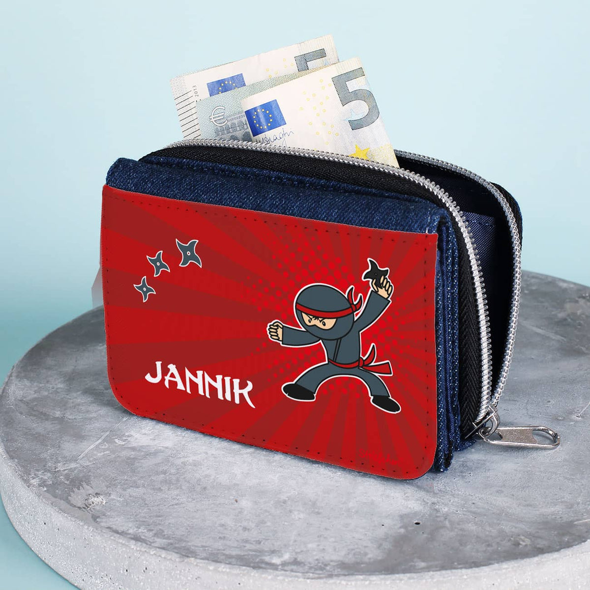 Geldbörse mit Ninja Motiv und Ihrem Wunschnamen